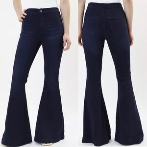 Kancan Signature Dark Wash Ultra High Rise Extreme Flare Jeans